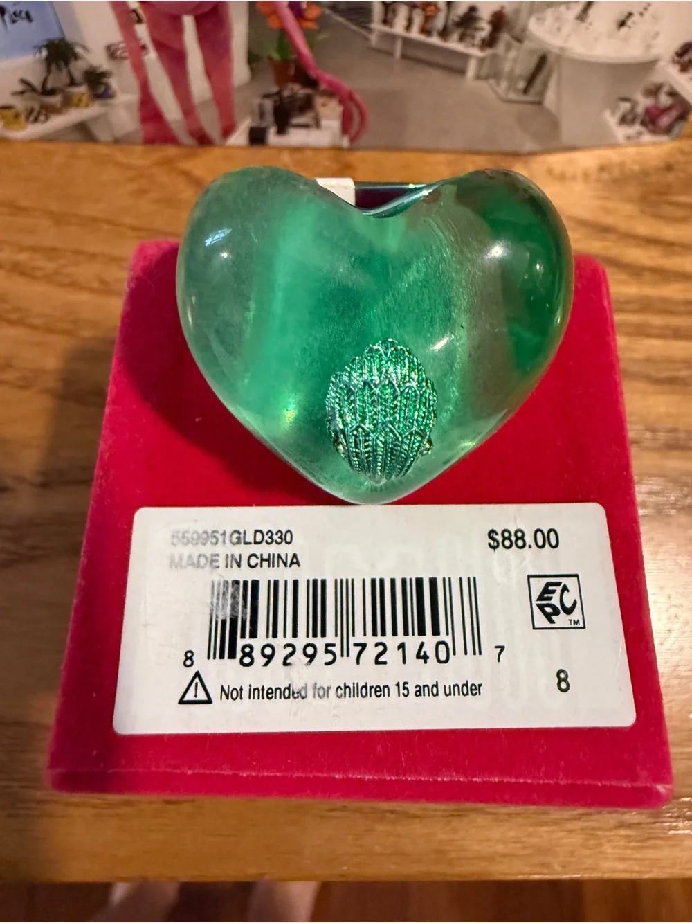 Kurt Geiger Green Heart Ring with Eagle head Accent